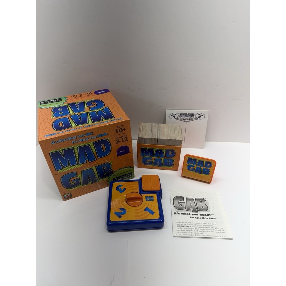 Mad Gab Game Mattel 2009 Party Game Words 2-12 Players Humor Family Night Comple